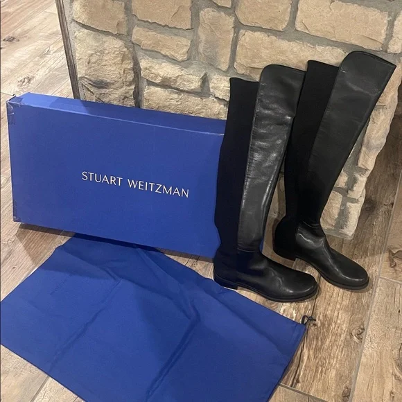 Stuart Weitzman Black Leather 5050 Over the Knee boots - Picture 3 of 3